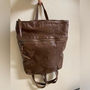 Margot Tan Brown Leather Backpack  Bag